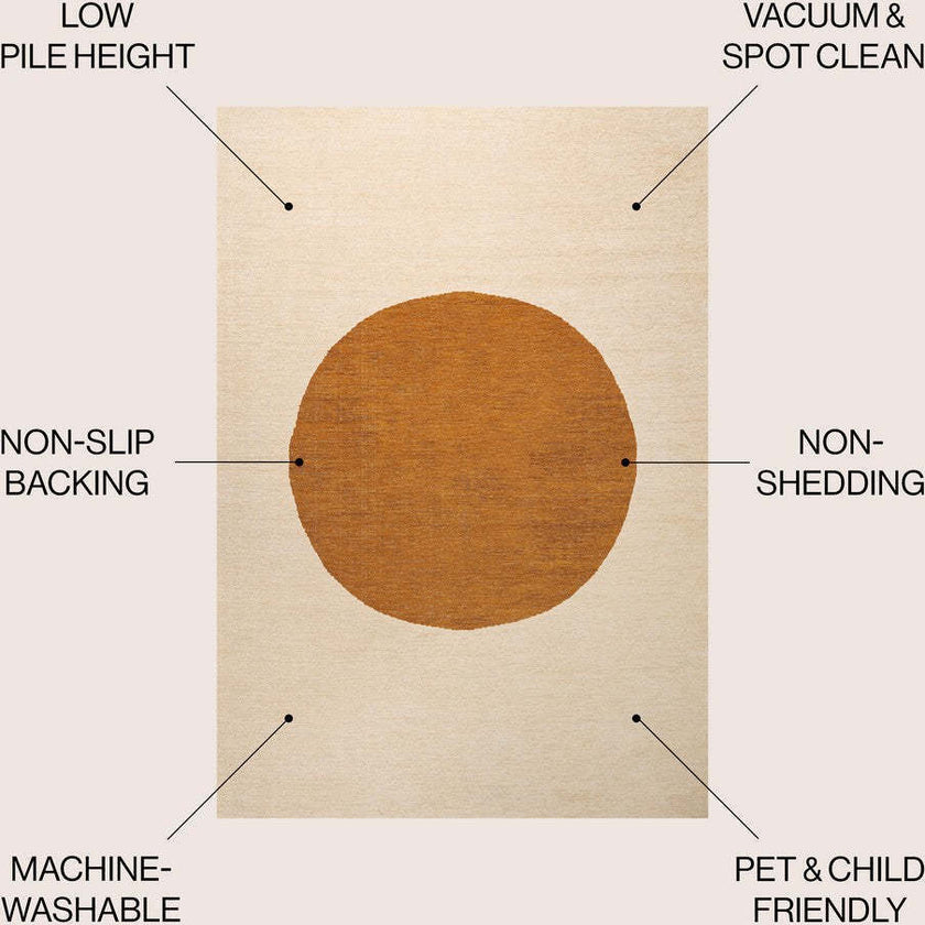 Cirkel Minimalist Geometric Dot Machine-Washable Area Rug, Orange