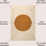Cirkel Minimalist Geometric Dot Machine-Washable Area Rug, Orange