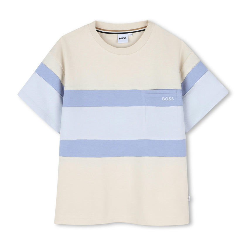 Beige & Light Blue Stripe T-Shirt