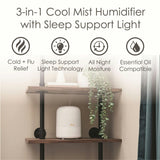 3-in-1 Compact Humidifier, 0.5 Gallon with Sleep Support Light & Aroma Diffuser