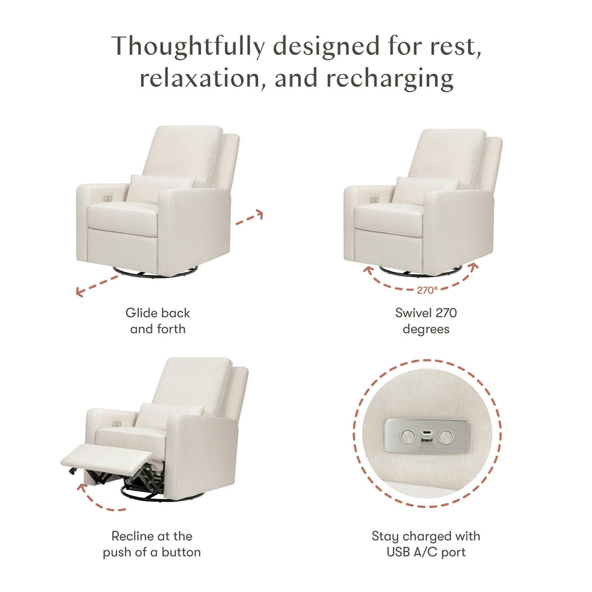 Babyletto Sigi Electronic Recliner and Swivel Glider with USB port
