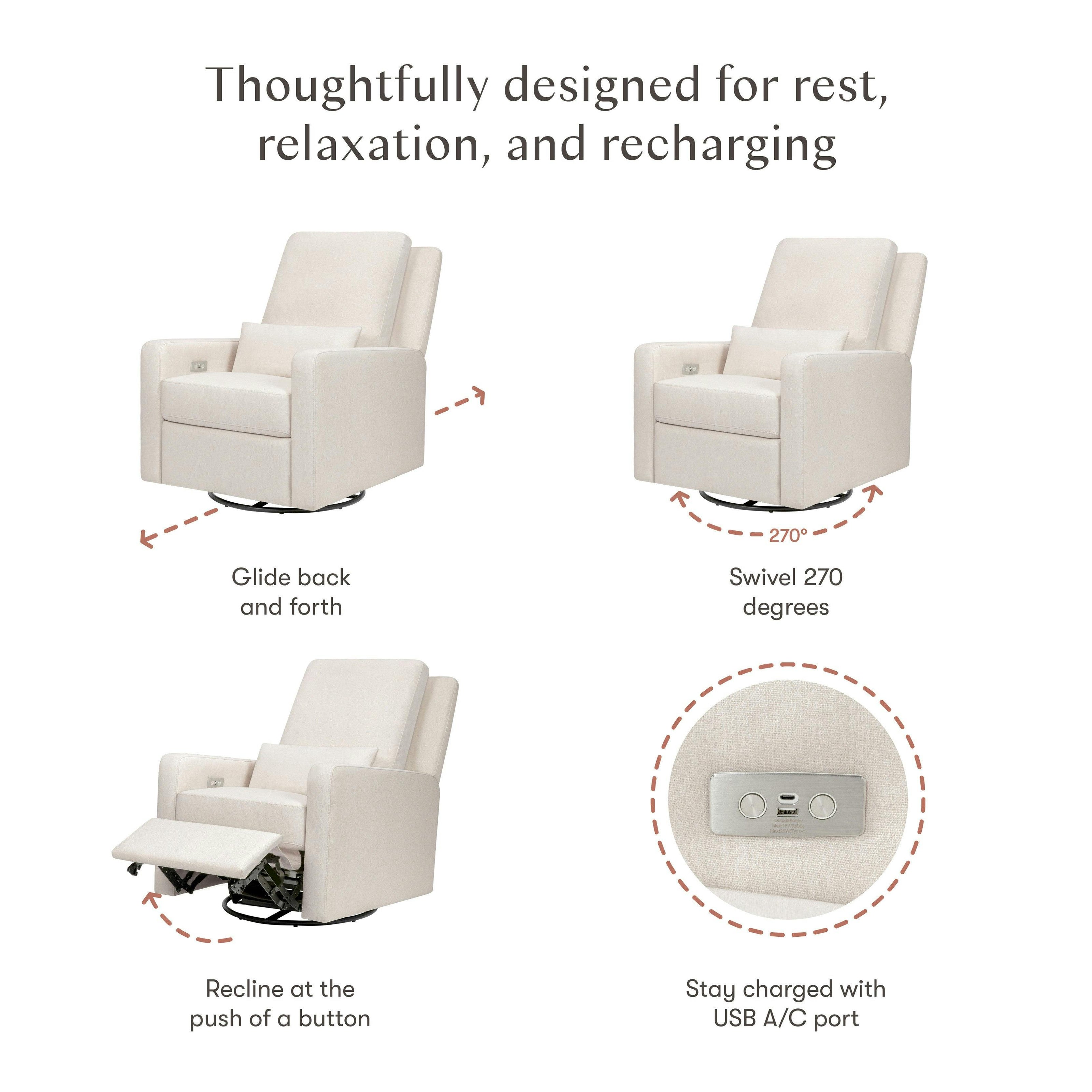 Babyletto Sigi Electronic Recliner and Swivel Glider with USB port