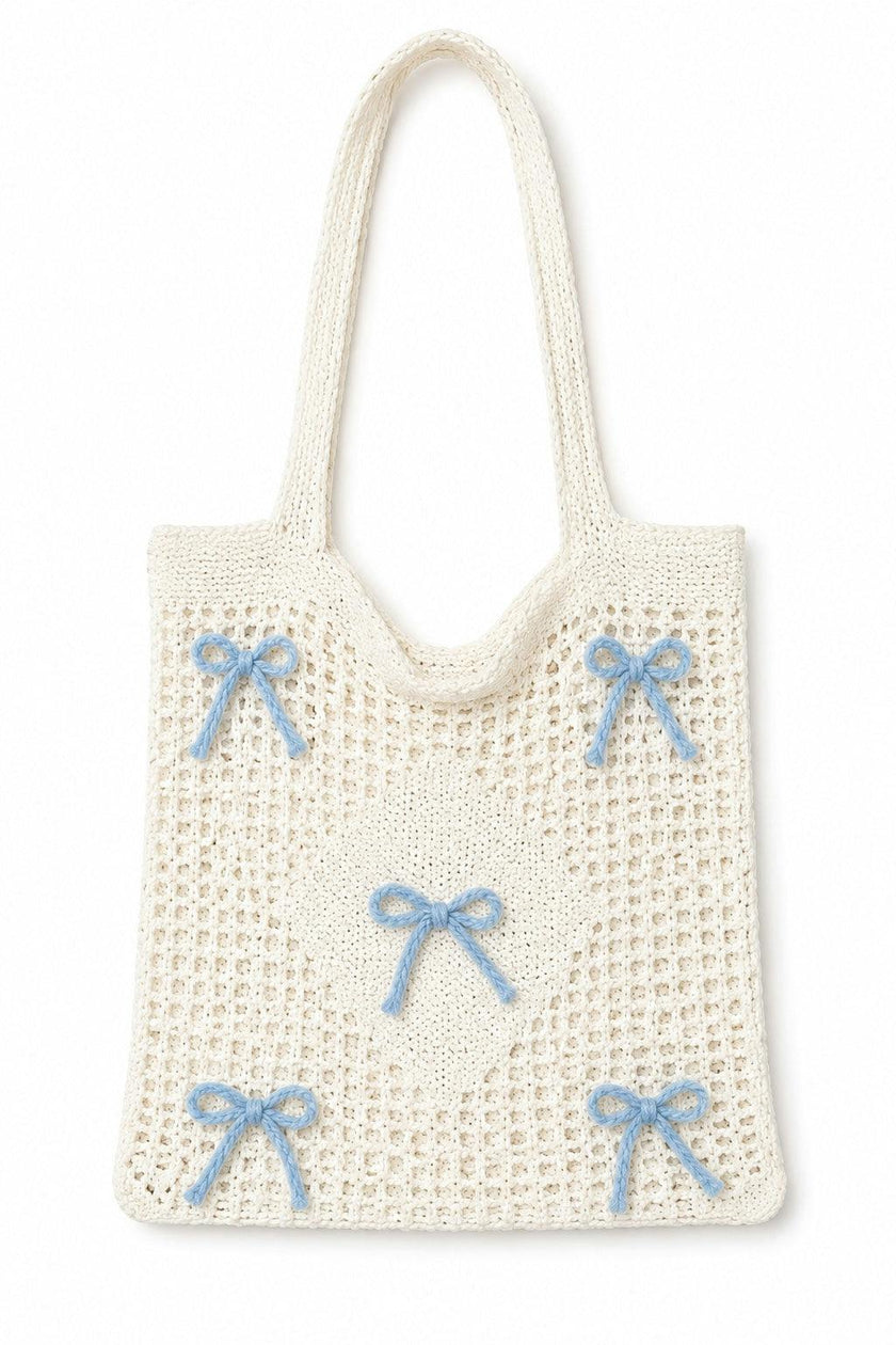 CROCHET BAG BLUE BOW