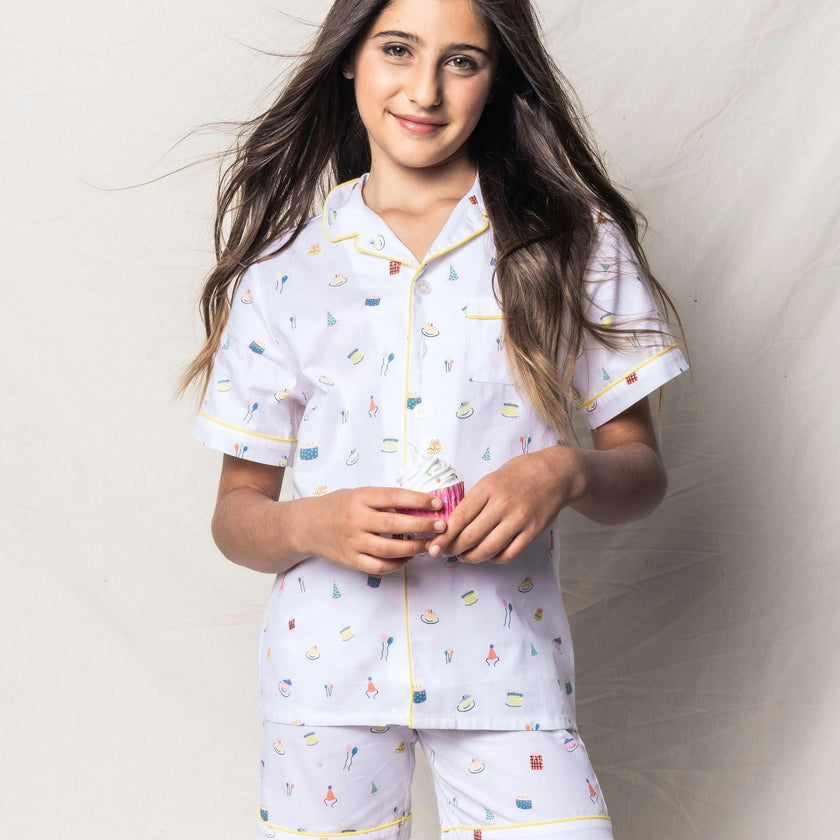 Kid's Twill Pajama Short Set in Birthday Wishes