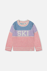 Sweater With Ski Jacquard Light Blue And Light Pink
