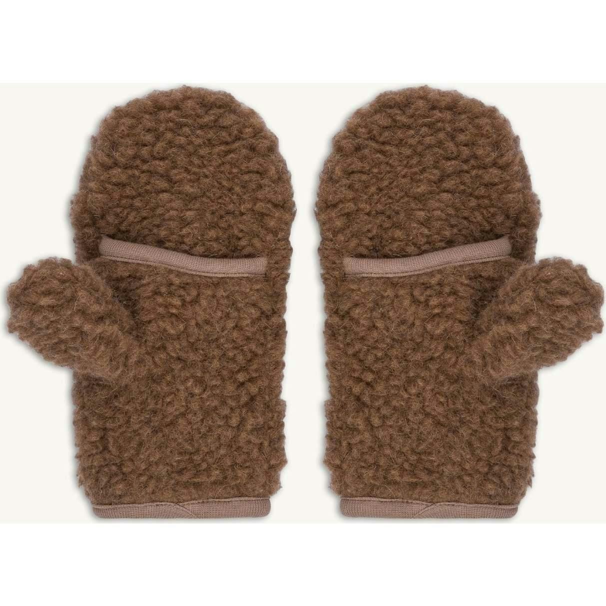 children's merino mittens - teddy brown 6y+