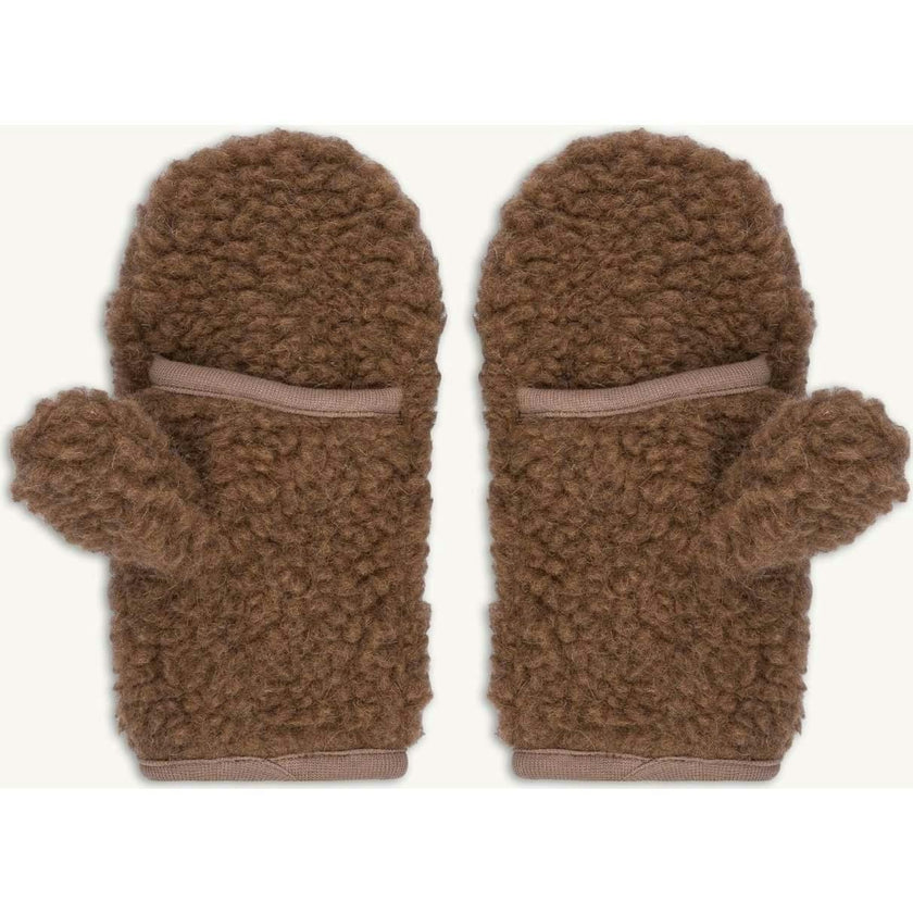 children's merino mittens - teddy brown 6y+