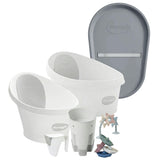 Shnuggle Growing Family Bath Time Bundle:  Baby & Toddler Bath + Changing Mat Bundle - 7-Piece Set for Bath & Diaper Time