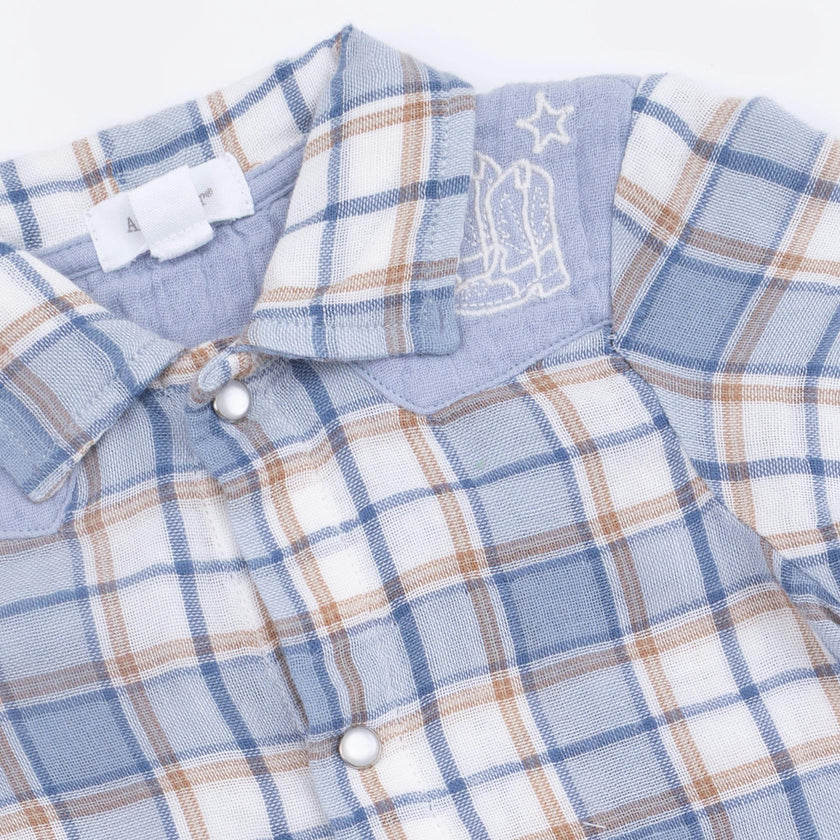Western Boot Plaid - Western Pearl Snap Shortie