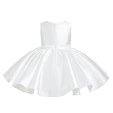 Ivory Sabina Satin Flared Dress with Side Bow