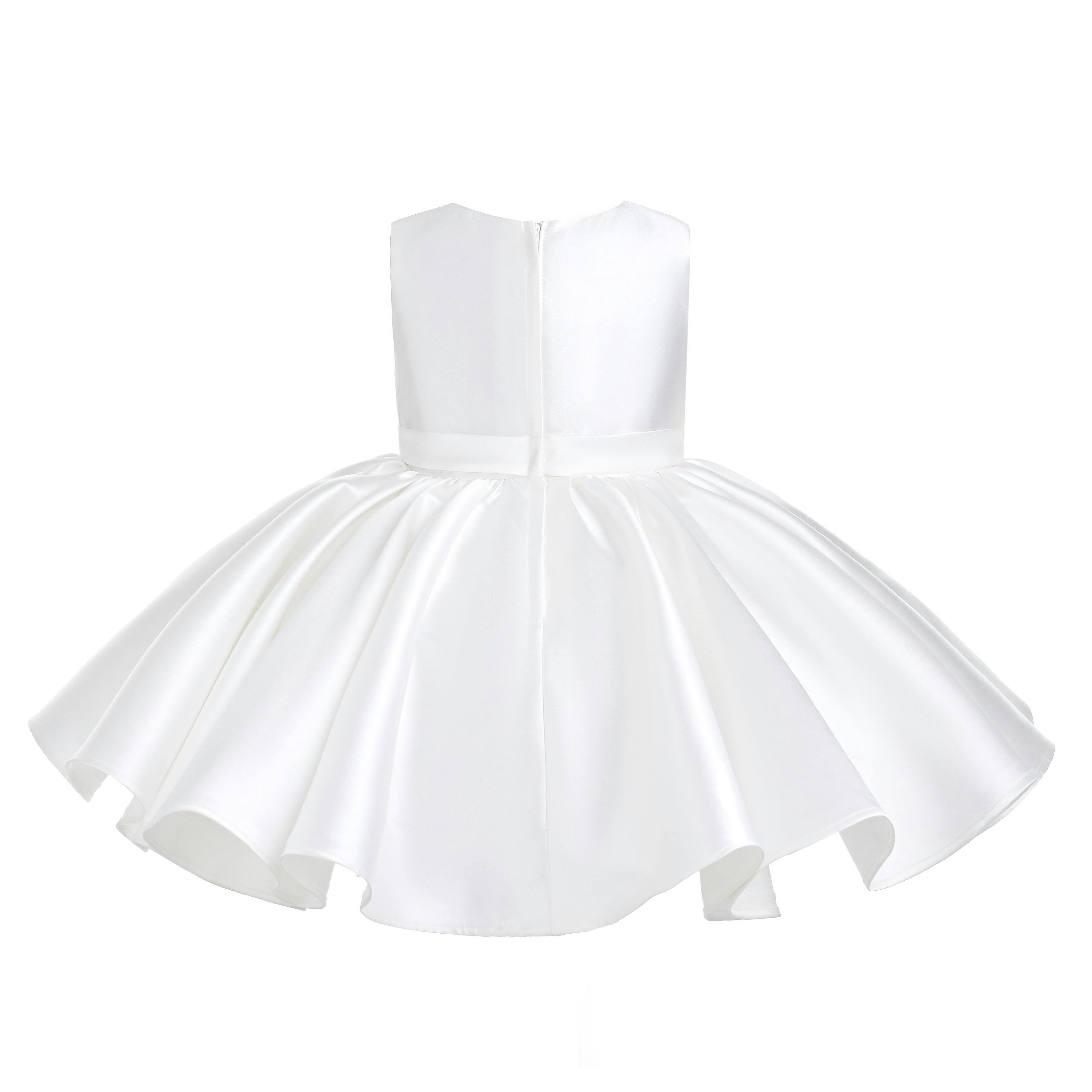 Ivory Sabina Satin Flared Dress with Side Bow