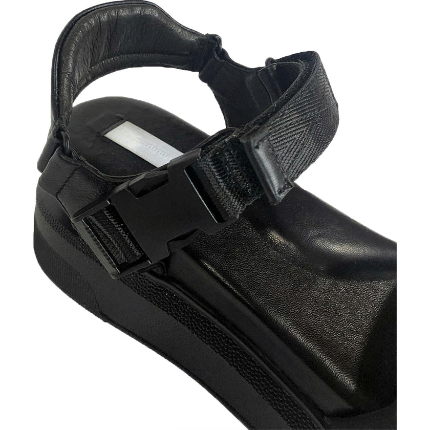 Women's Buckle Velcro Sandal, Black