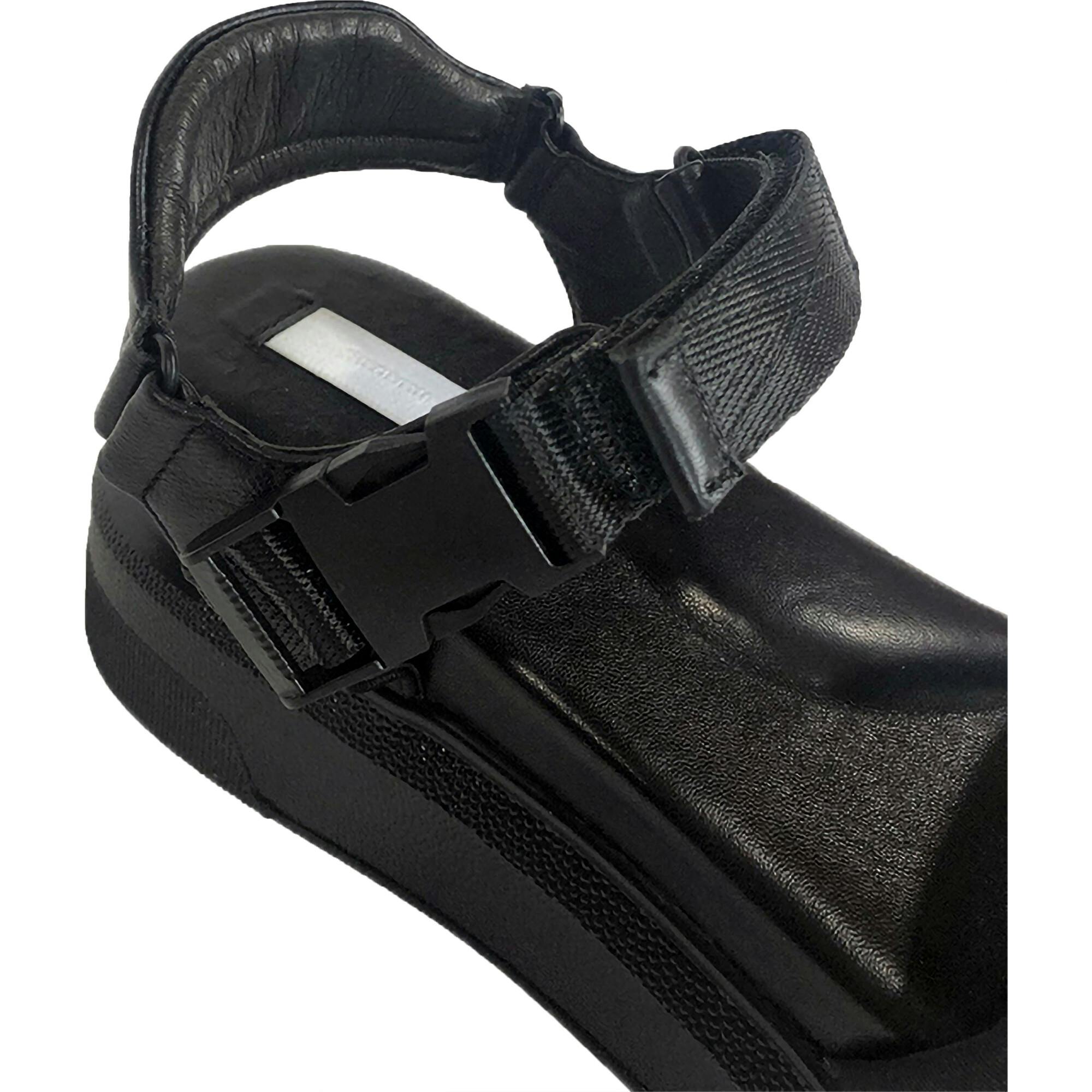 Women's Buckle Velcro Sandal, Black