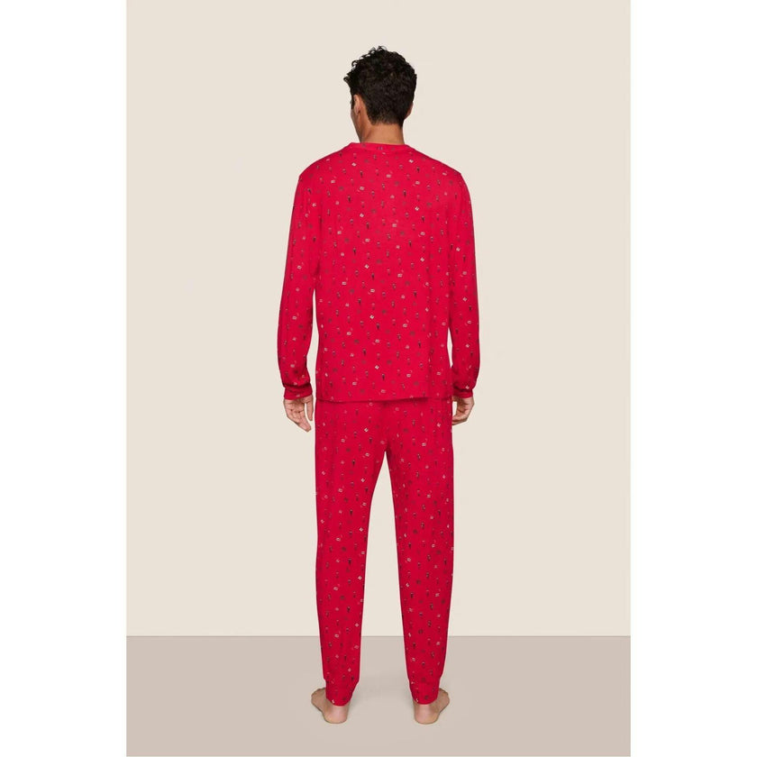 Henry Printed TENCEL Modal Long PJ Set, Red