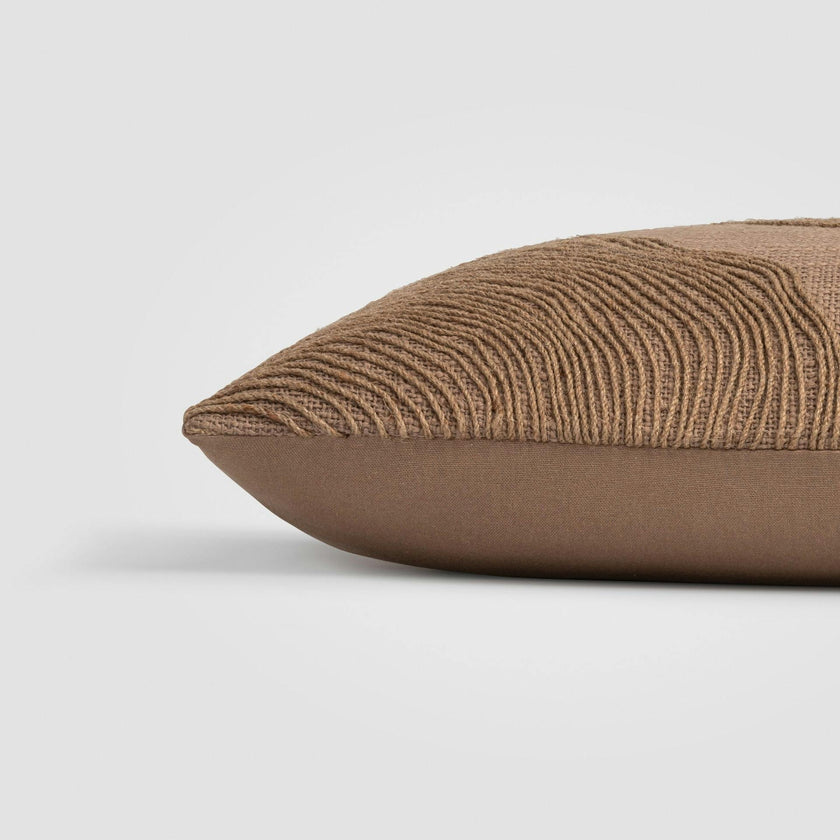 Jute Terrain Beige Textured Woven Throw Pillow