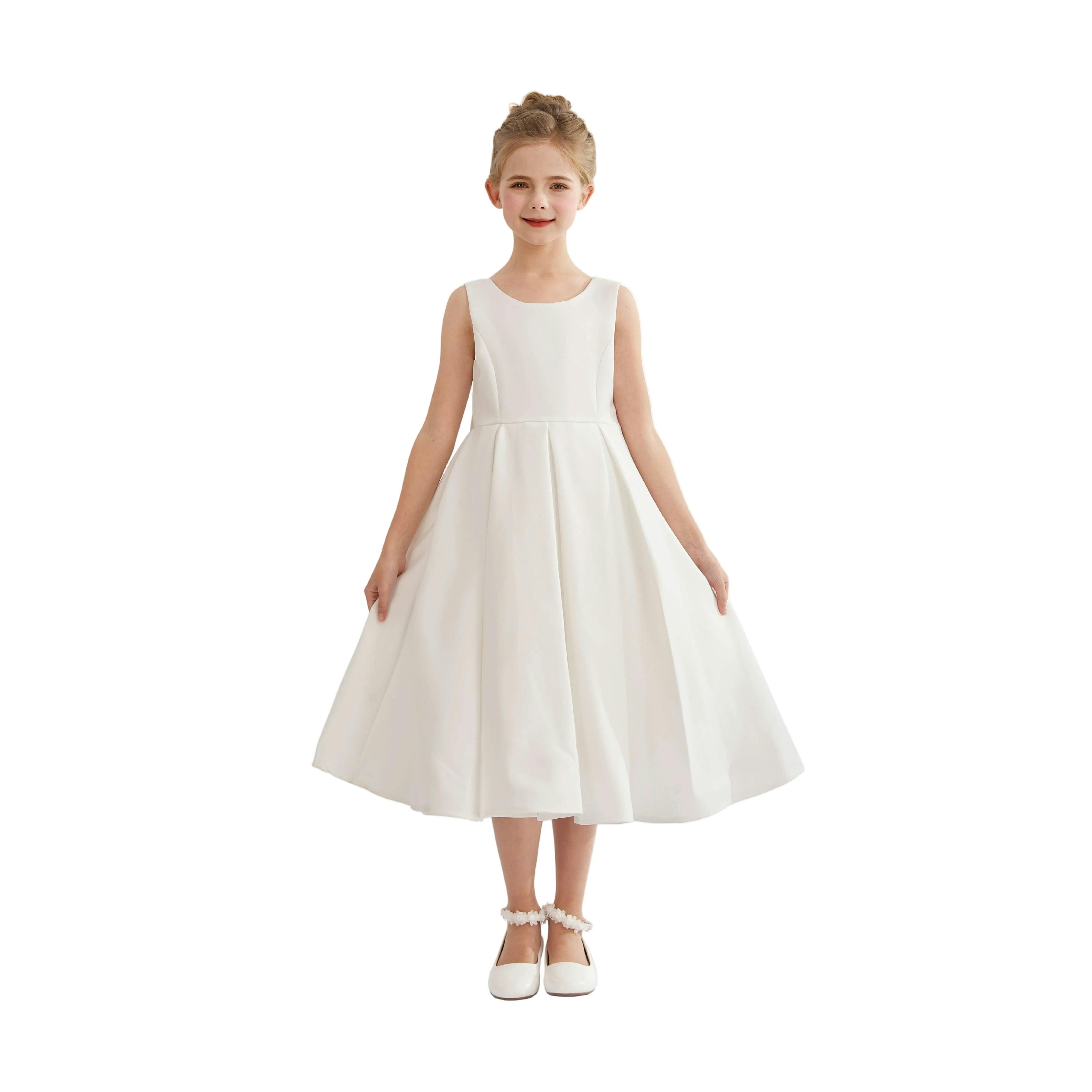 White Redwooda Satin Bow-Back Dress