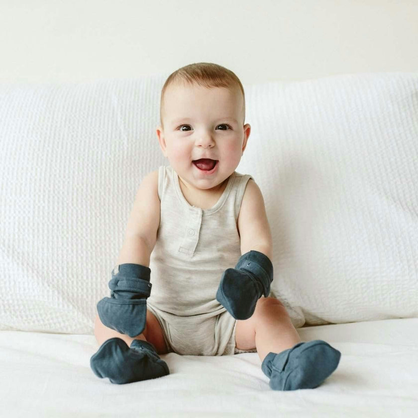 STAY ON BOOTS | MIDNIGHT — Bamboo Organic Cotton Blend, 0–12M