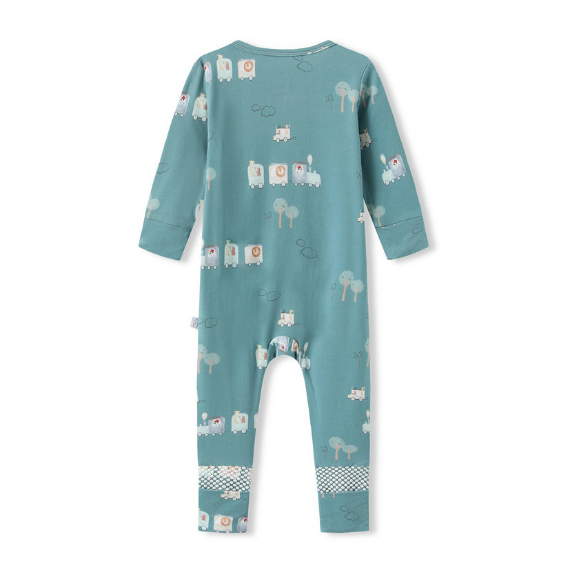 Bamboo Magnetic Footie Pajama - Le Petit Express Green