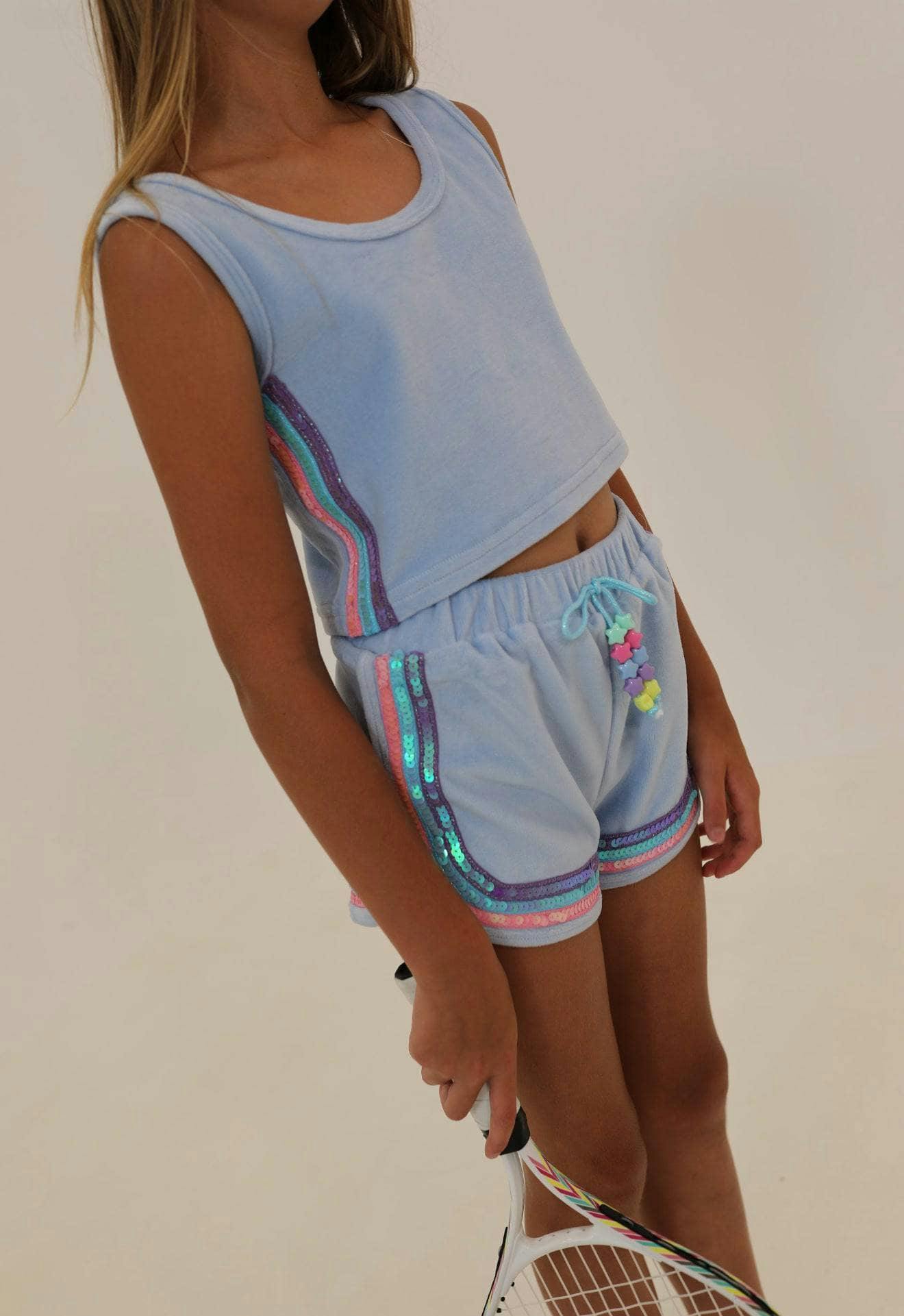 Rainbow Velour Sequin Tank Set