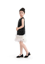 Black & White Feathered Glam Dress