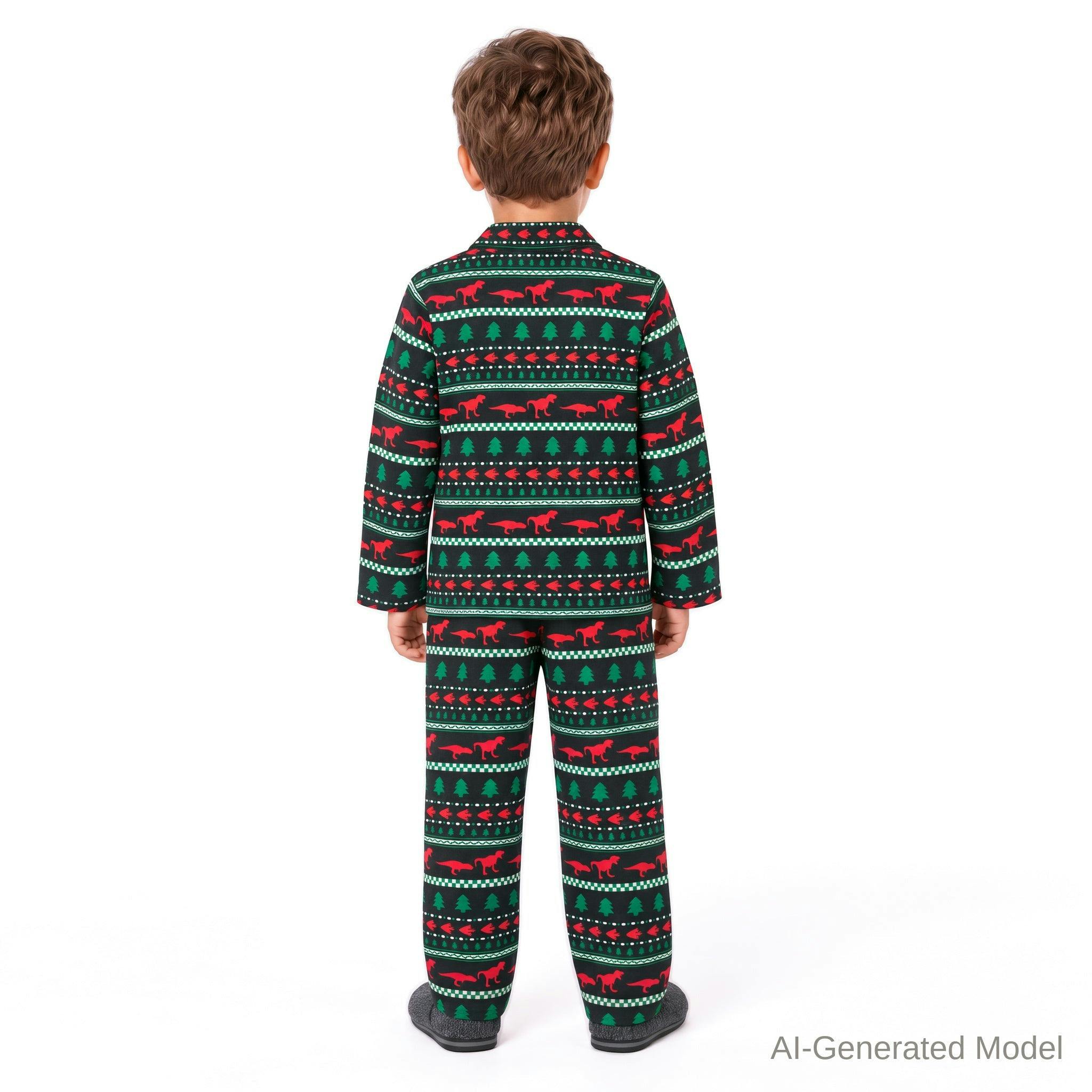 Boys Buttondown Pajama Set | Holiday Dinos