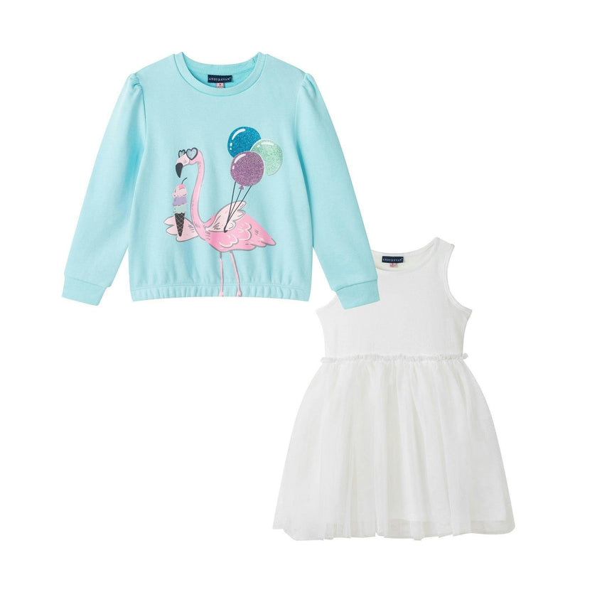 Sweatshirt & Dress Set | Flamingo & Balloons
