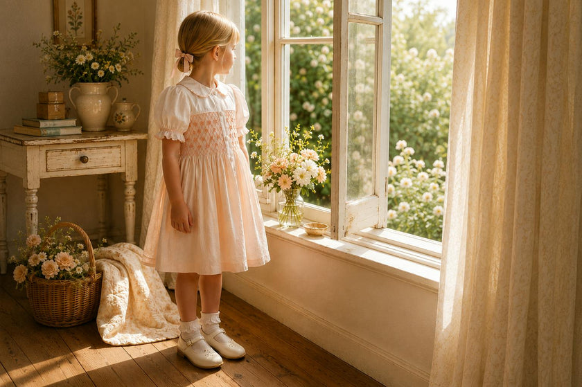 Camellia Smocked Dress | Heirloom Peach