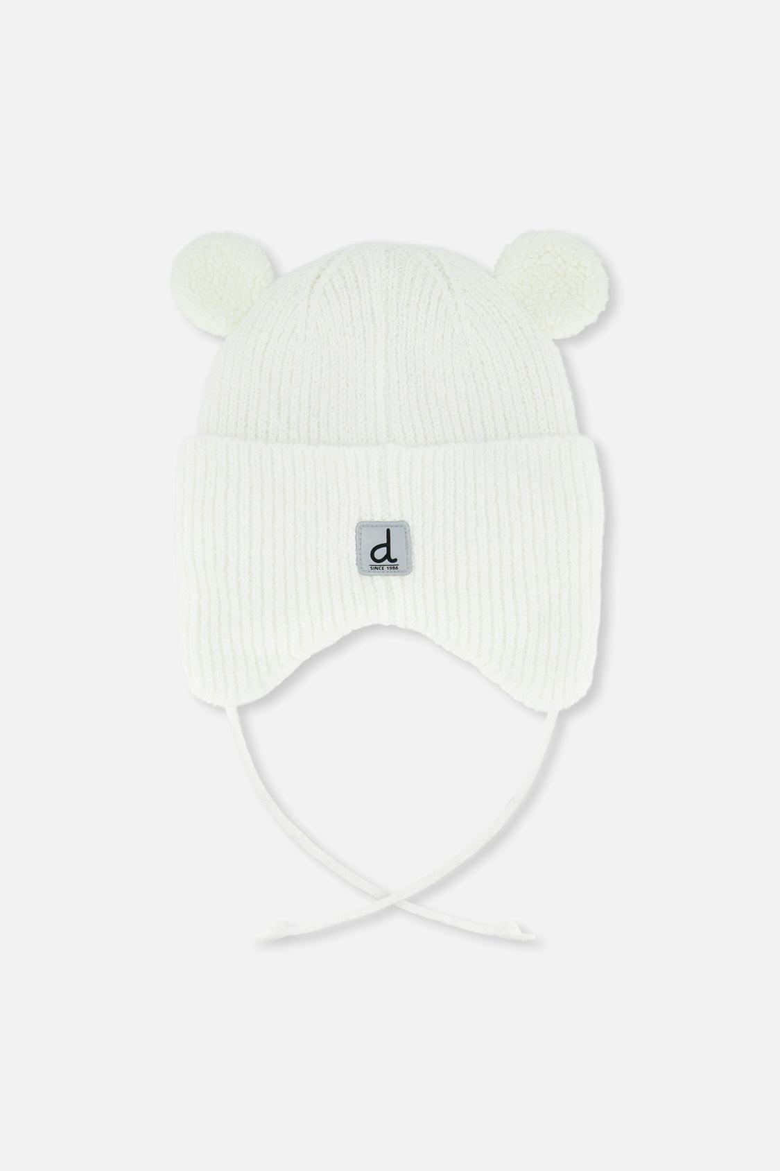 Baby Winter Knit Hat With Ear Flaps And Ears Off-White