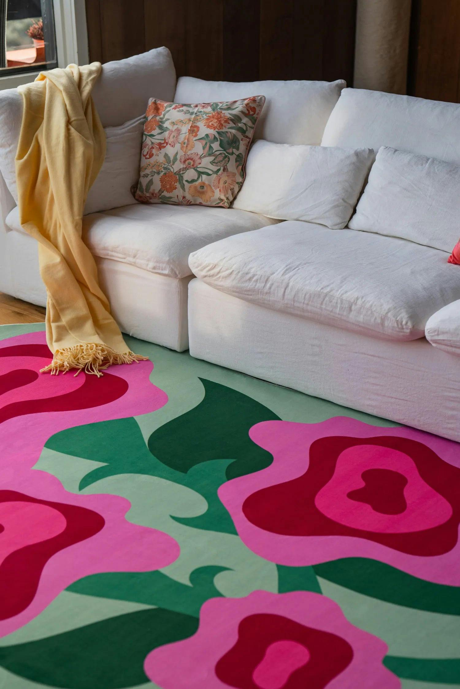 Irregular Rose Garden Floral Rug by Maggie Stephenson