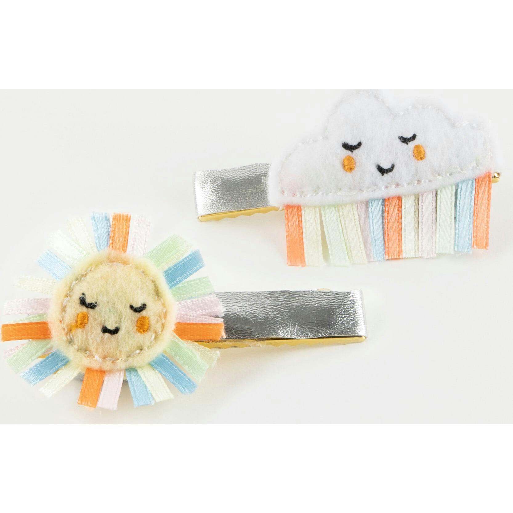 Rainbow Sun & Cloud Hair Clips