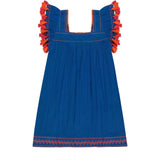 Mini Sandrine Women's Dress Classic Blue Embroidery, Blue