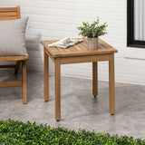 Archer 18.9" Modern Classic Square Slatted Solid Acacia Wood Indoor/Outdoor Adirondack Side Table