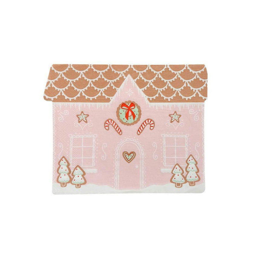 Baking Spirits Bright Pink Gingerbread House Large Napkins