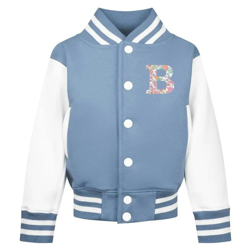 Liberty of London Children's Personalised Varsity Jacket - Dusty blue