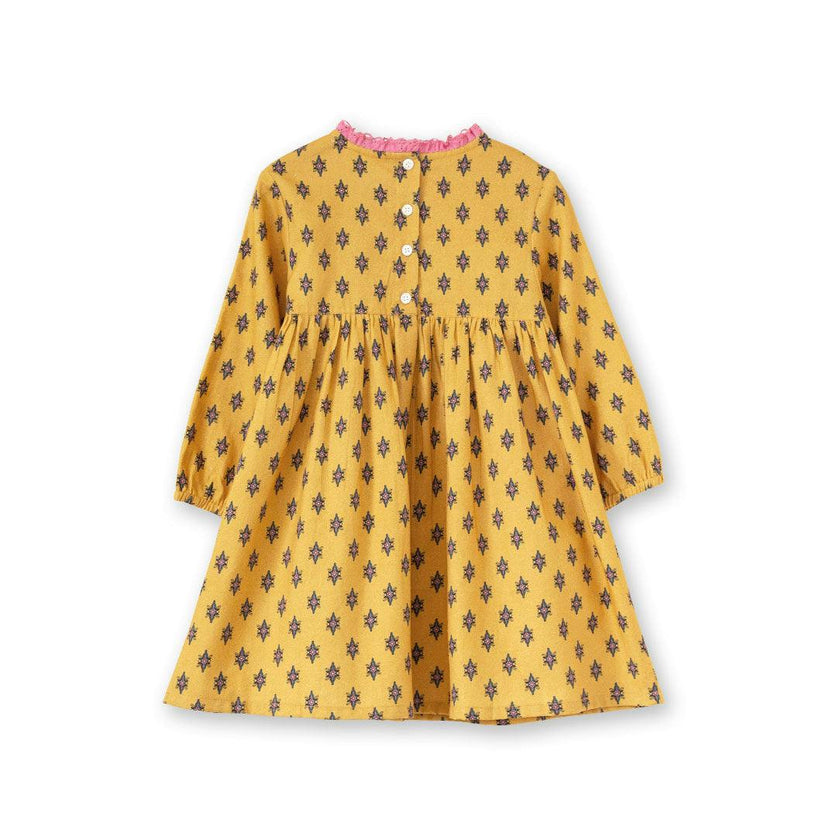 Toddler All-Over Print Lace Trim Long Sleeve Dress