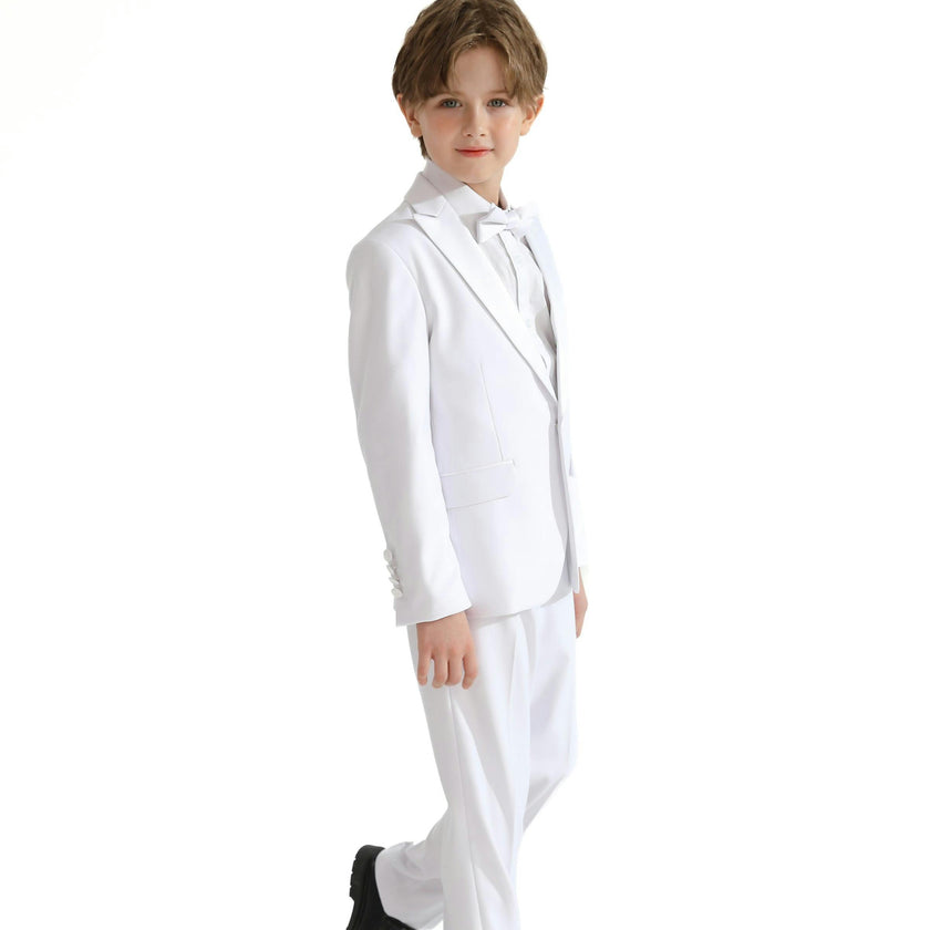 White Peak Lapel Trim Wool Suit