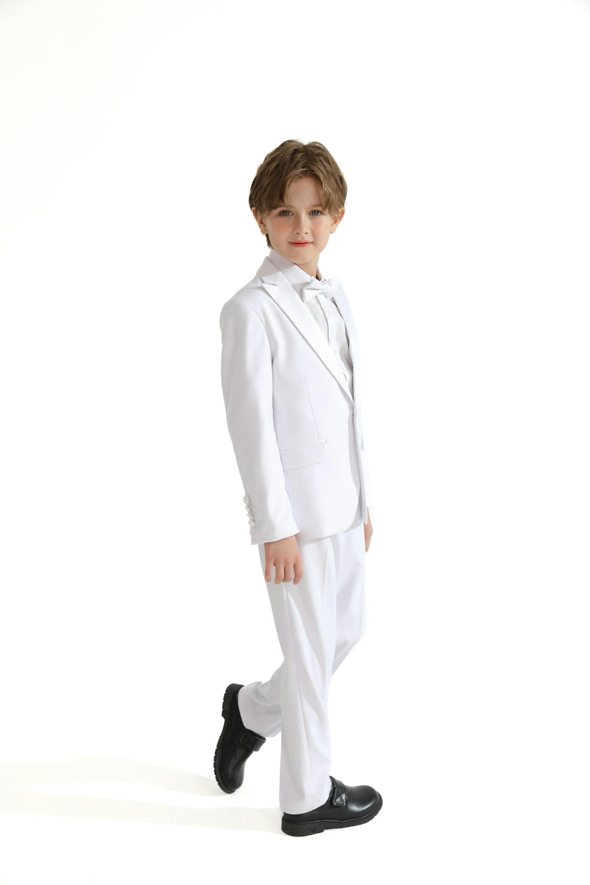 White Peak Lapel Trim Wool Suit
