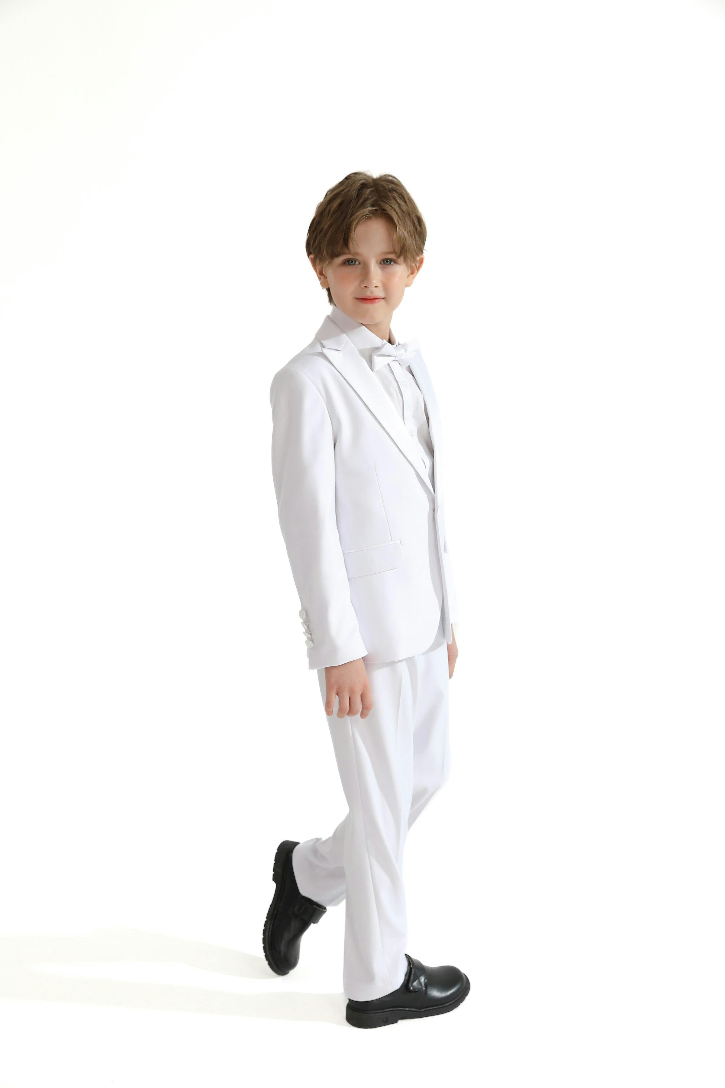 White Peak Lapel Trim Wool Suit