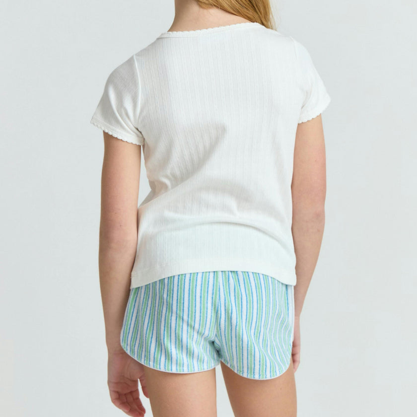 girls tamarin stripe french terry short