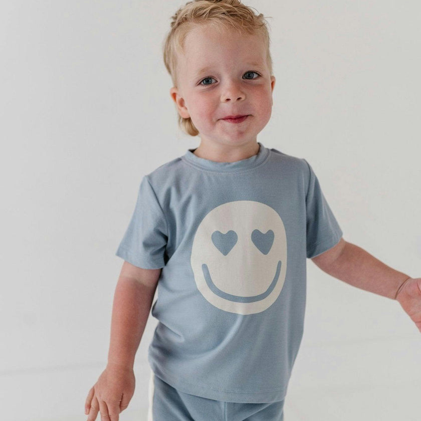 Boy's Short Sleeve Tee Heart Eyes Smile Face