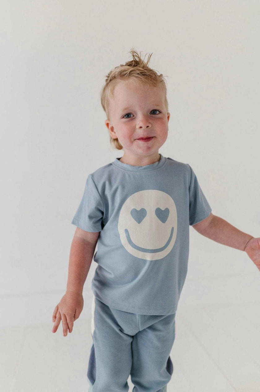 Boys Short Sleeve Tee in Heart Eyes Smile Face