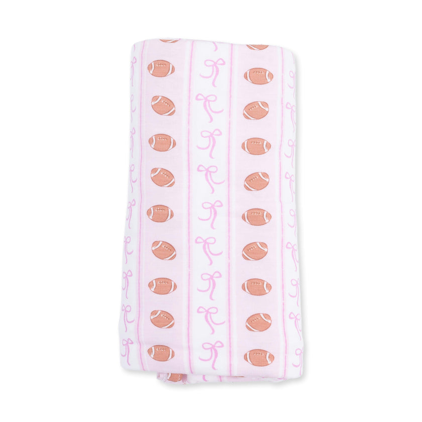 Football Bow Stripe - Swaddle Blanket