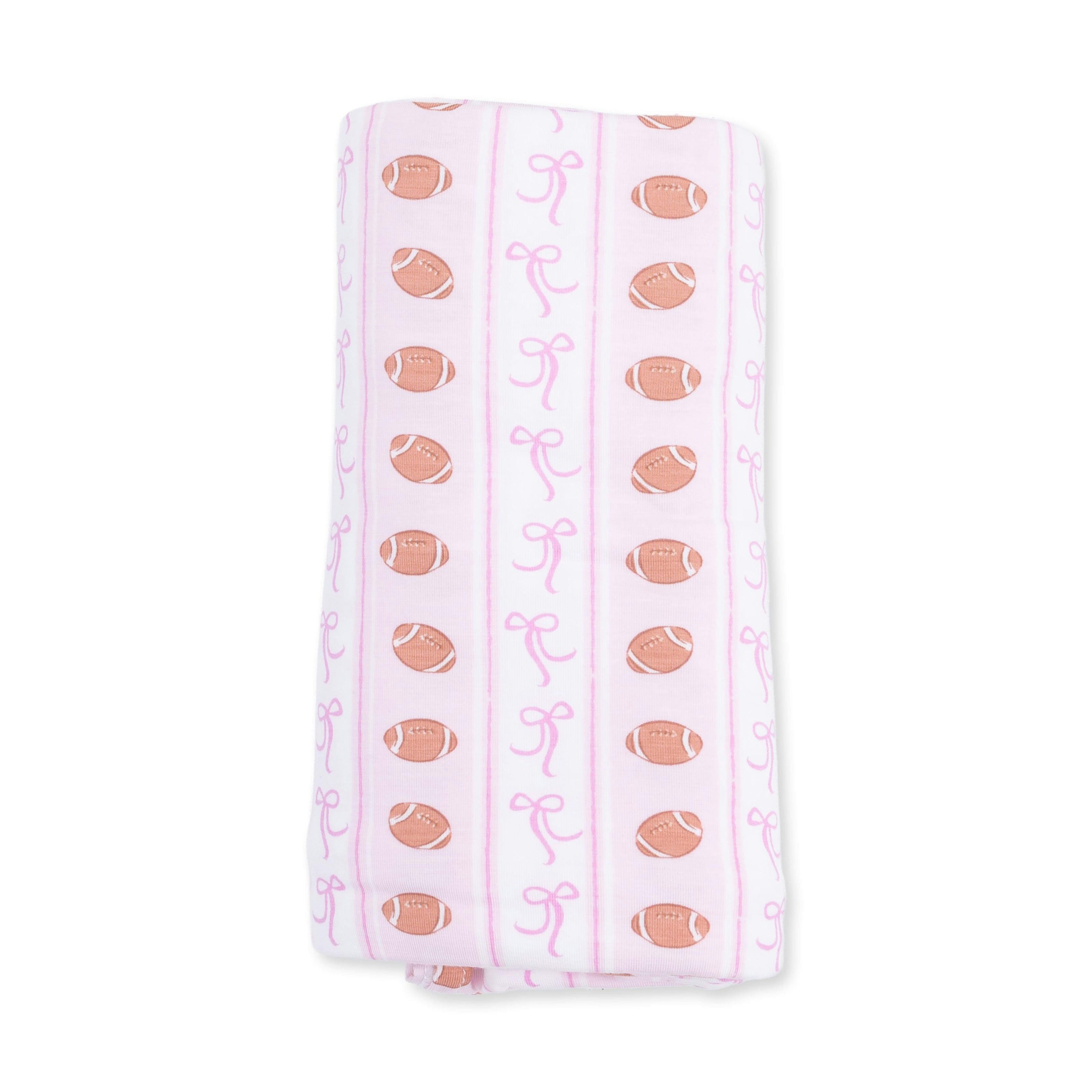 Football Bow Stripe - Swaddle Blanket