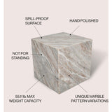 Felix 15" Contemporary Natural Marble Handmade Cube End Table