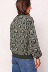 Vivienne Sweater in Emerald Lattice Bloom