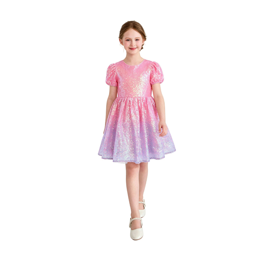 Pink Sorella Sequin Flared Dress