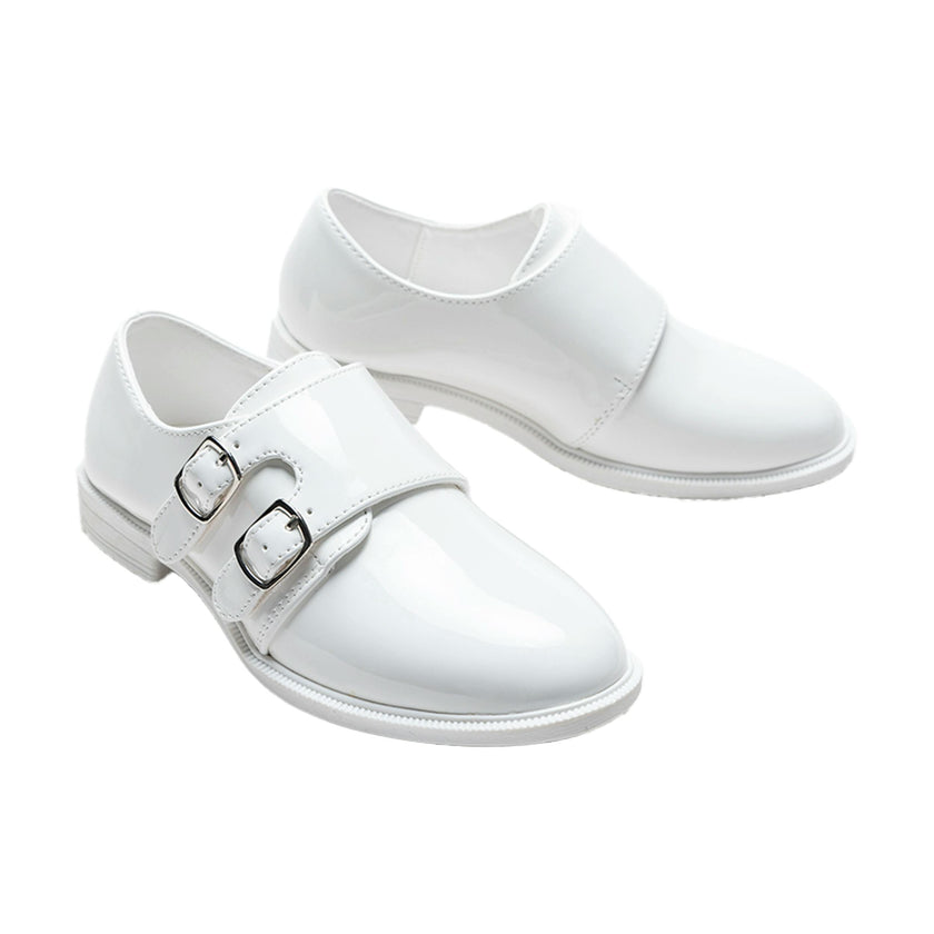 White Patent Buckle Dress Shoes