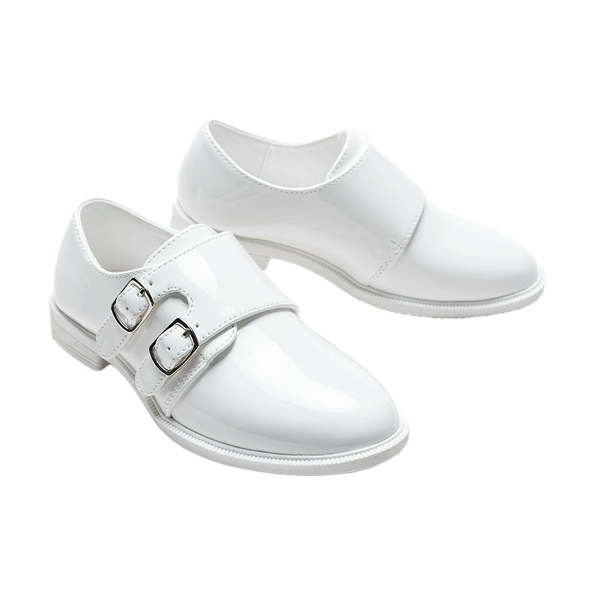 White Patent Buckle Dress Shoes