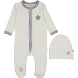 Star-Patch Velour Footie & Hat Set