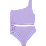 Dina Crinkle Side Cutout One Piece Swimsuit - Amethyst Amethyst